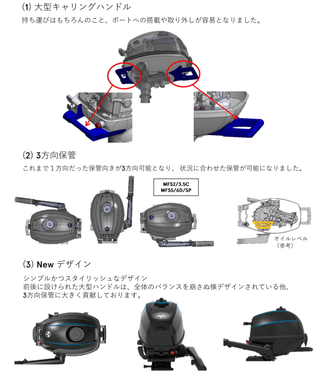 我路マリン / トーハツ 船外機 4ストローク 3.5馬力 MFS3.5C トランサムL キャリングハンドル付 エンジンオイル0.45L  TOHATSU 送料無料